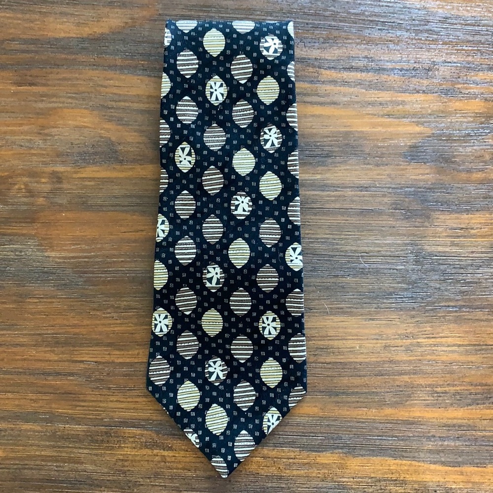 {TLC by Lambert}Blk/Gold/Wht Silk Tie